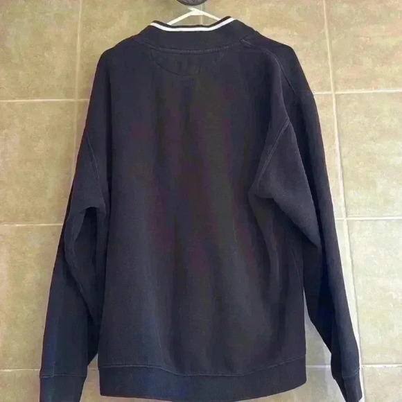 Chaps Ralph Lauren Quarter Zip Sweatshirt Black Large Vintage Y2K Preppy Classic - Picture 3 of 13